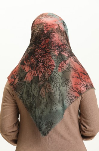 Printed Scarf 13225-07 Plum Khaki 13225-07