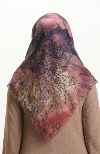 Printed Scarf 13225-12 Khaki Dark Dusty Rose 13225-12