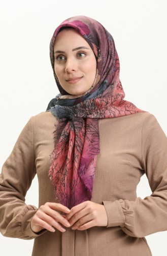 إيشارب منقوش 13225-14 برقوقي انديجو 13225-14