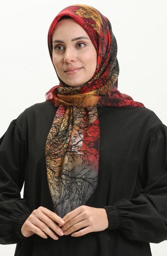 Printed Scarf 13225-15 Gray Red 13225-15