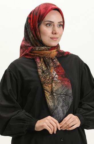 Printed Scarf 13225-15 Gray Red 13225-15
