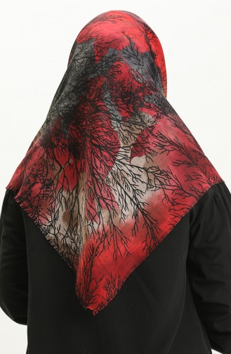 Printed Scarf 13225-15 Gray Red 13225-15