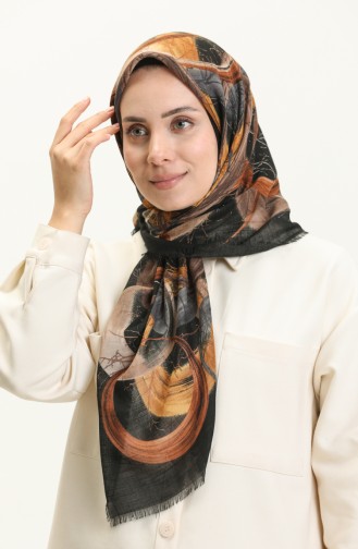 Printed Scarf 13226-06 Black Milk Coffee 13226-06