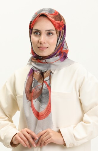 Printed Scarf 13226-09 Gray Magenta 13226-09