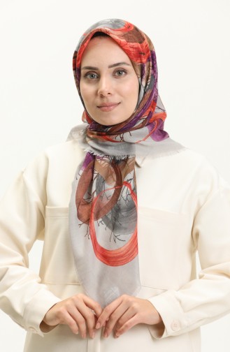 Printed Scarf 13226-09 Gray Magenta 13226-09
