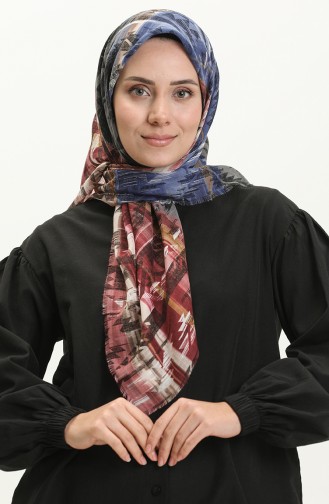 إيشارب منقوش 13227-03 برقوقي انديجو 13227-03