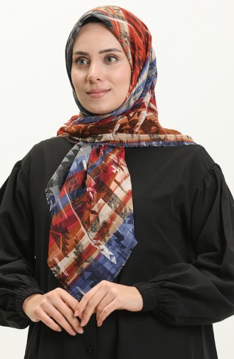إيشارب منقوش 13227-06 انديجو بني جملي 13227-06