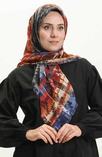 إيشارب منقوش 13227-06 انديجو بني جملي 13227-06