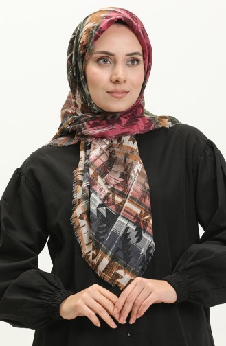 Printed Scarf 13227-14 Dusty Rose Khaki 13227-14