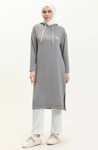 Ensemble Pantalon Tunique à Capuche en Tissu Aerobin 70009-03 Gris 70009-03