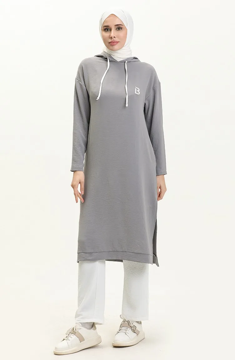 Ensemble Pantalon Tunique à Capuche en Tissu Aerobin 70009-03 Gris 70009-03