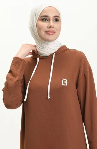 بدلة ثنائية تونيك بنطلون بقبعة من نسيج آيروبين 70009-04 بني 70009-04