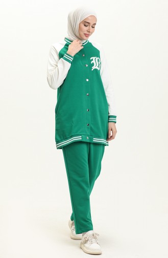 College Jacket Tracksuit Set 70089-04 Green 70089-04