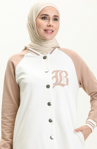 College Jacket Tracksuit Set 70089-05 Cream 70089-05