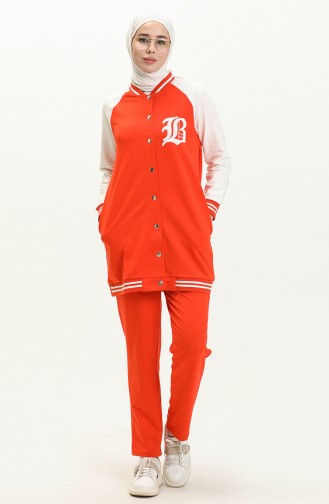 College Jacket Tracksuit Set 70089-06 Orange 70089-06