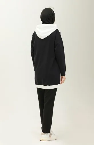 Colored Garnish Tracksuit Set 70090-02 Navy Blue 70090-02