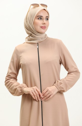 Abaya mit elastischen Ärmeln 1011-12 Beige 1011-112