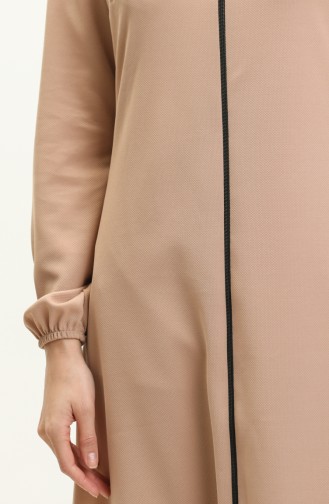 Abaya mit elastischen Ärmeln 1011-12 Beige 1011-112