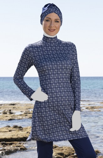 Maillot de Bain Hijab Bleu Marine 23905-01