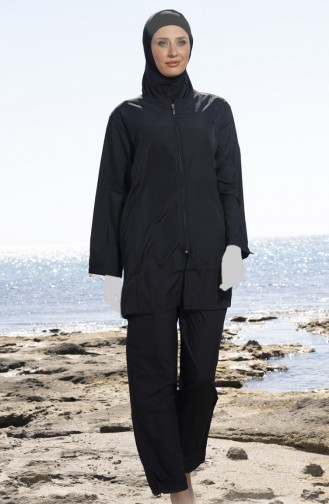 Schwarz Hijab Badeanzug 22990-04