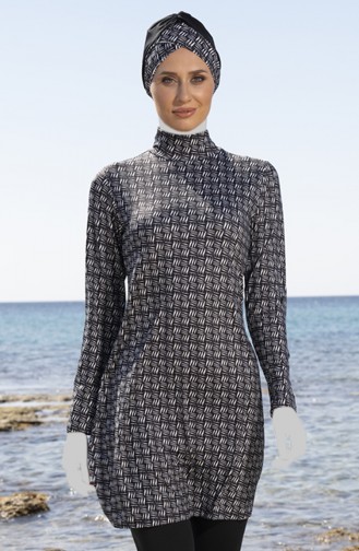 Schwarz Hijab Badeanzug 23905-02