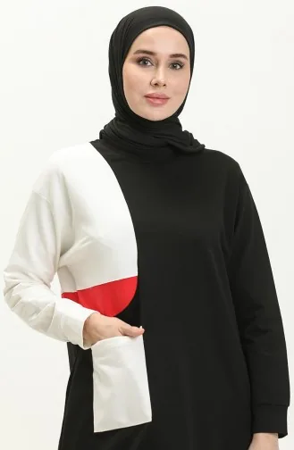 بدلة رياضية بجيب من جنب 70086-01 أسود 70086-01