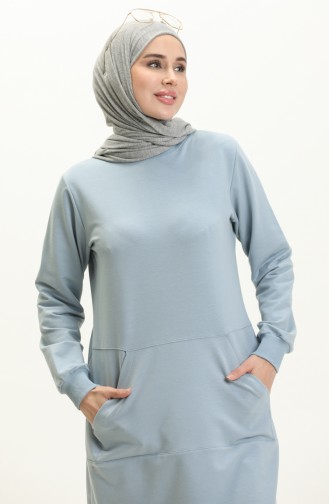 Elif Okur Tesettür Cepli Uzun Tunik 110Cm Bebe Mavisi 1406