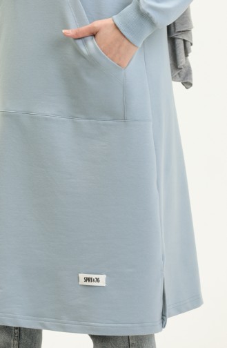 Elif Okur Tesettür Cepli Uzun Tunik 110Cm Bebe Mavisi 1406