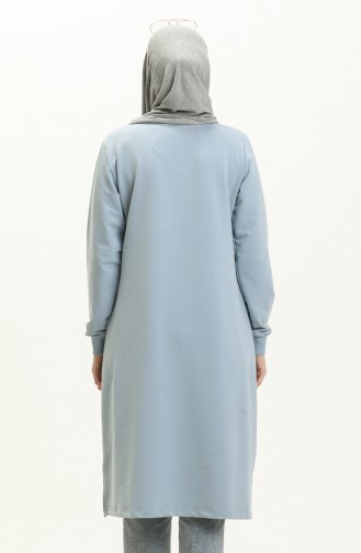 Elif Okur Tesettür Cepli Uzun Tunik 110Cm Bebe Mavisi 1406