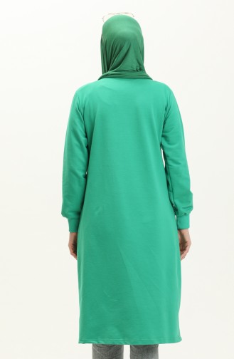 Elif Okur Tesettür Cepli Uzun Tunik 110Cm Yeşil 1408