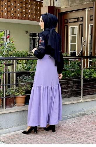 Button Detailed Skirt 0112-03 Lilac 0112-03