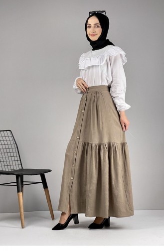 Button Detailed Skirt 0112-05 Mink 0112-05