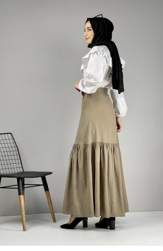 Button Detailed Skirt 0112-05 Mink 0112-05