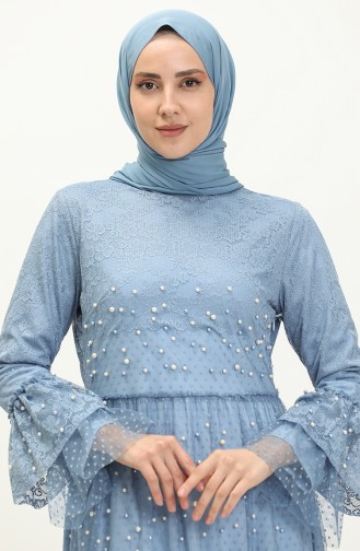 Baby Blue Hijab Evening Dress 14180