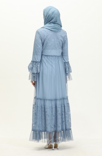 Baby Blue Hijab Evening Dress 14180