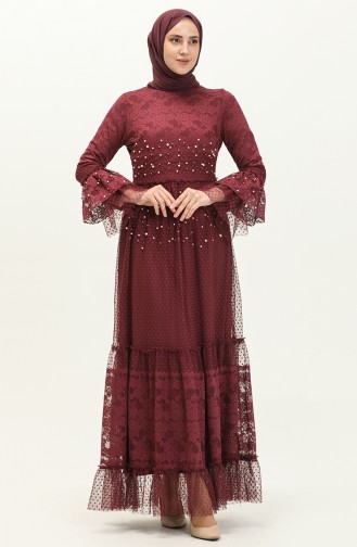 Weinrot Hijab-Abendkleider 14185