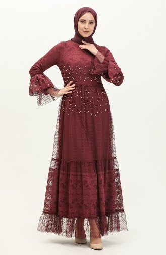 Claret red İslamitische Avondjurk 14185