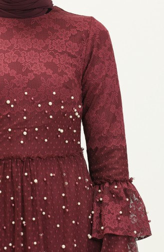 Weinrot Hijab-Abendkleider 14185