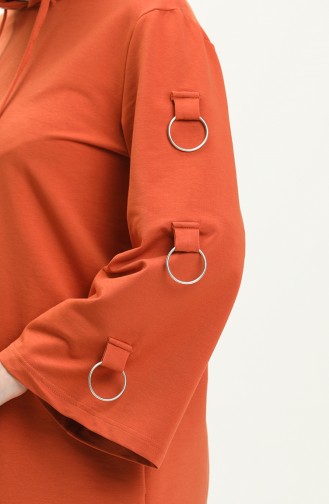 Sleeves Ring Detailed Tracksuit Suit 70016-03 Orange 70016-03
