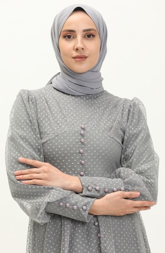 Grau Hijab-Abendkleider 14339