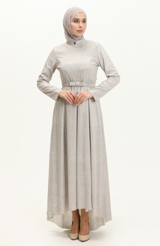 Silver Gray Hijab Evening Dress 14222
