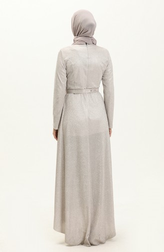 Silver Gray Hijab Evening Dress 14222