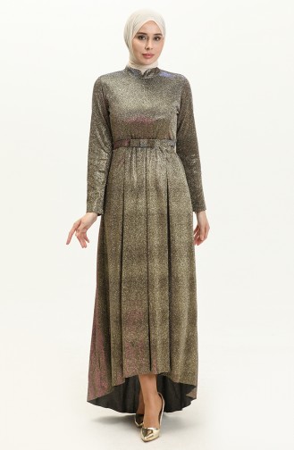 Khaki Hijab Evening Dress 14221