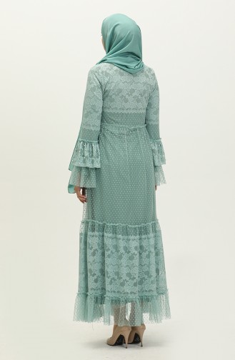 Mint Green Hijab Evening Dress 14179