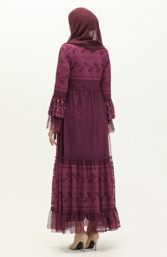 Plum Hijab Evening Dress 14181