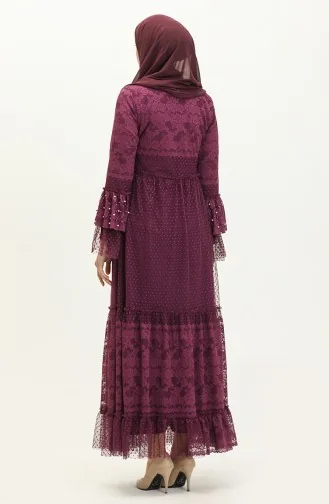 Plum Hijab Evening Dress 14181