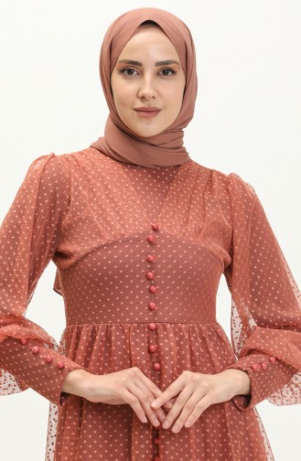 Salmon Hijab Evening Dress 14345