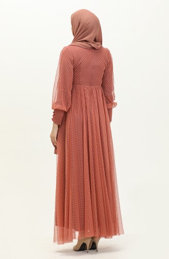 Salmon Hijab Evening Dress 14345