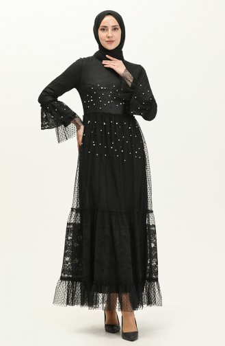 Black Hijab Evening Dress 14186