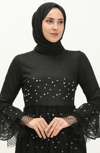 Black Hijab Evening Dress 14186